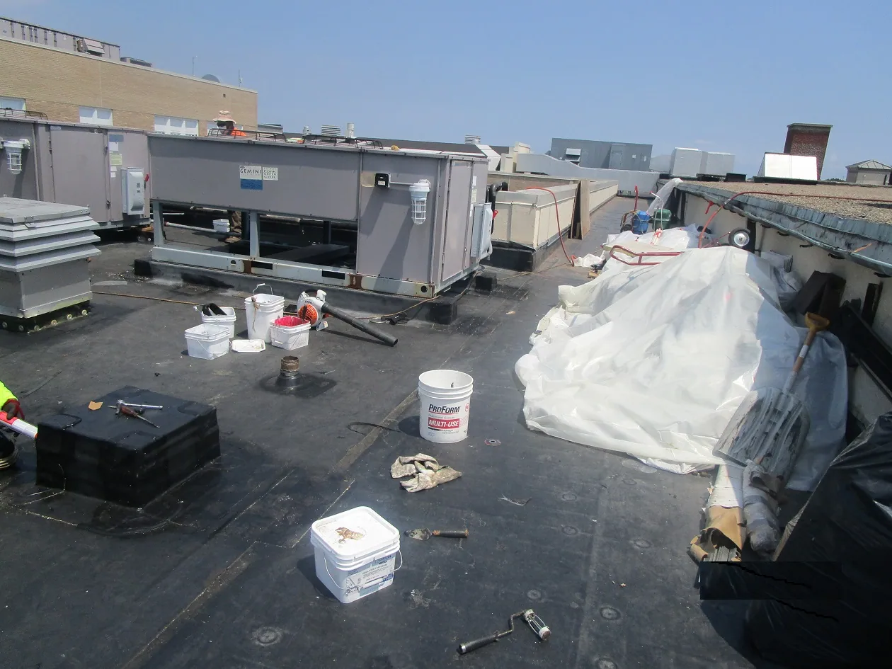 Occupied Building Reroofing in Brockton, MA